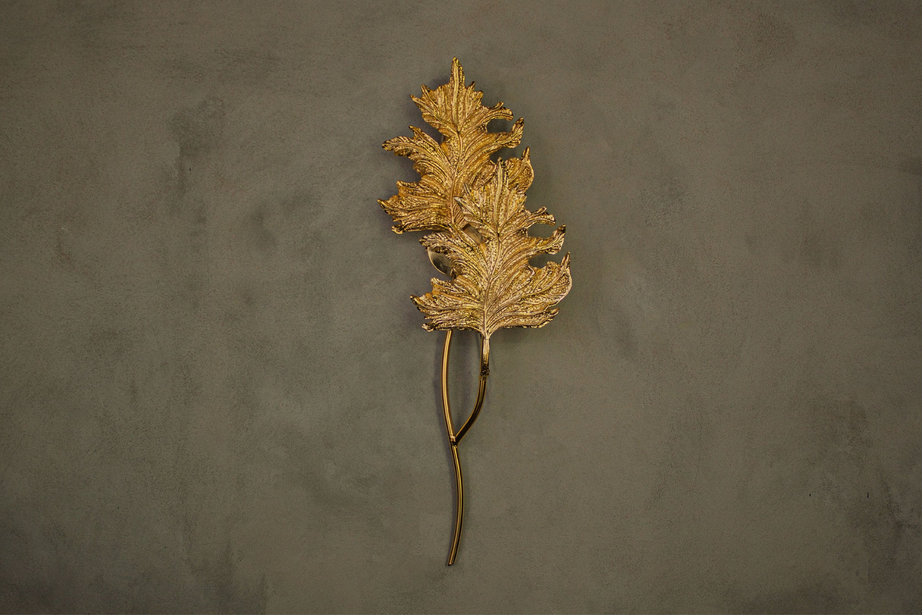 Gence Sycamore Double Leaf Wall Sconce, Natural Shaped Lighting, Handmade Gold Lamp, Home Decor Wall Mounted Lamp, Art Decor Light - Heka Lighting & Trading Limited