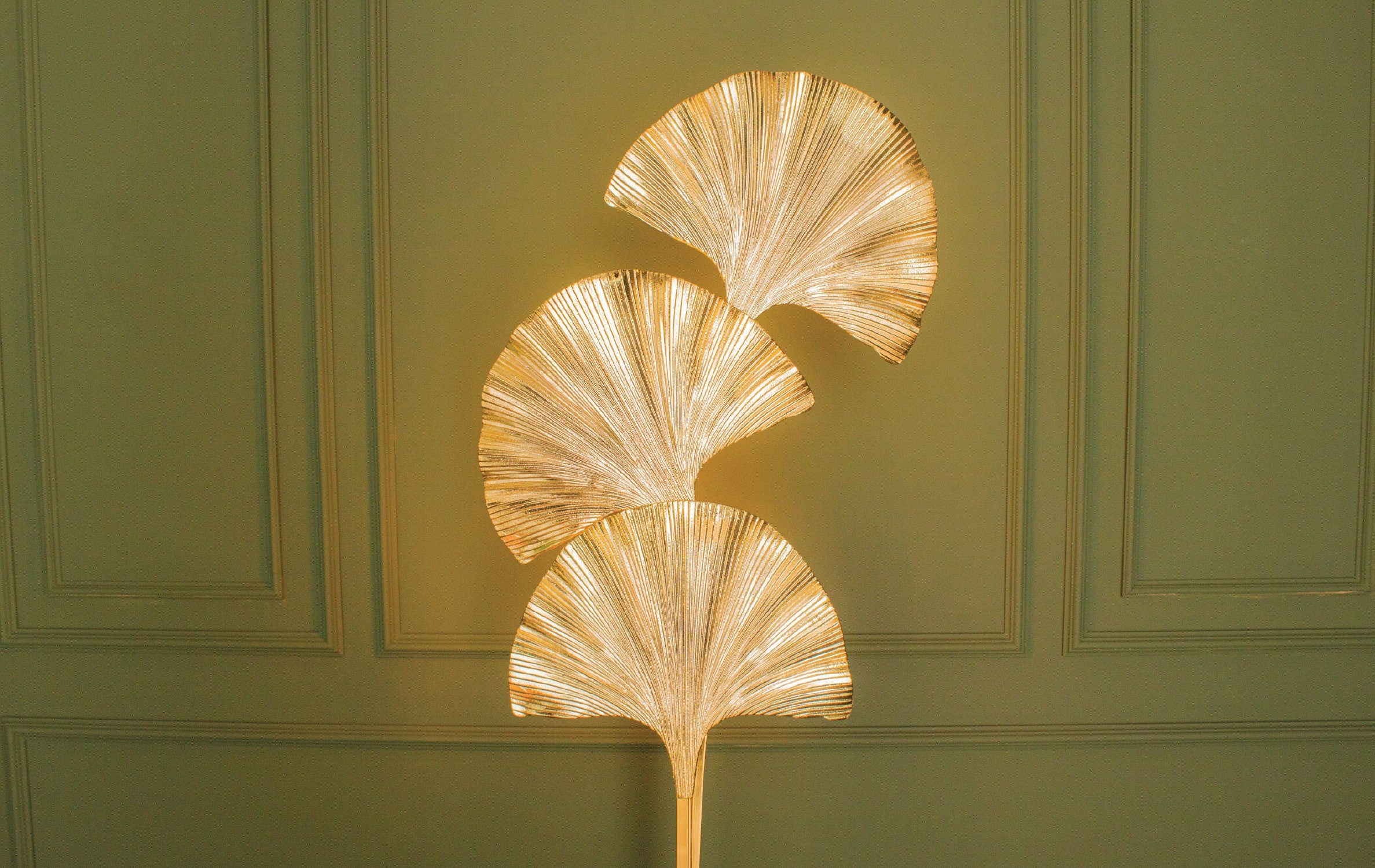Astara Ginkgo Triple Leaf Floor Lamp, Handmade Art Deco Gold Lamp, Home Decor Art Decor Floor Lighting, Mid Century Floor Light - Heka Lighting & Trading Limited
