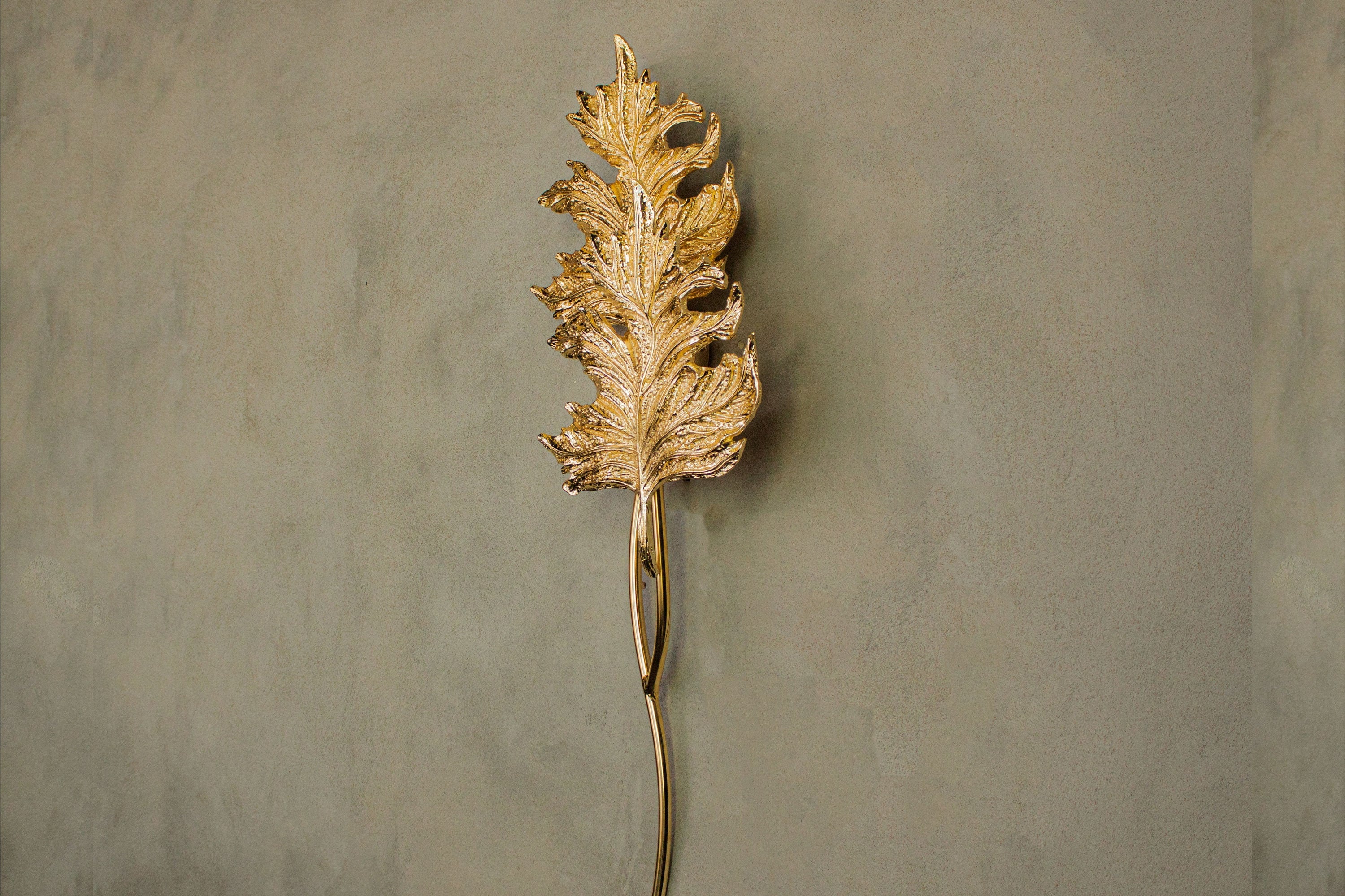 Gence Sycamore Double Leaf Wall Sconce, Natural Shaped Lighting, Handmade Gold Lamp, Home Decor Wall Mounted Lamp, Art Decor Light - Heka Lighting & Trading Limited