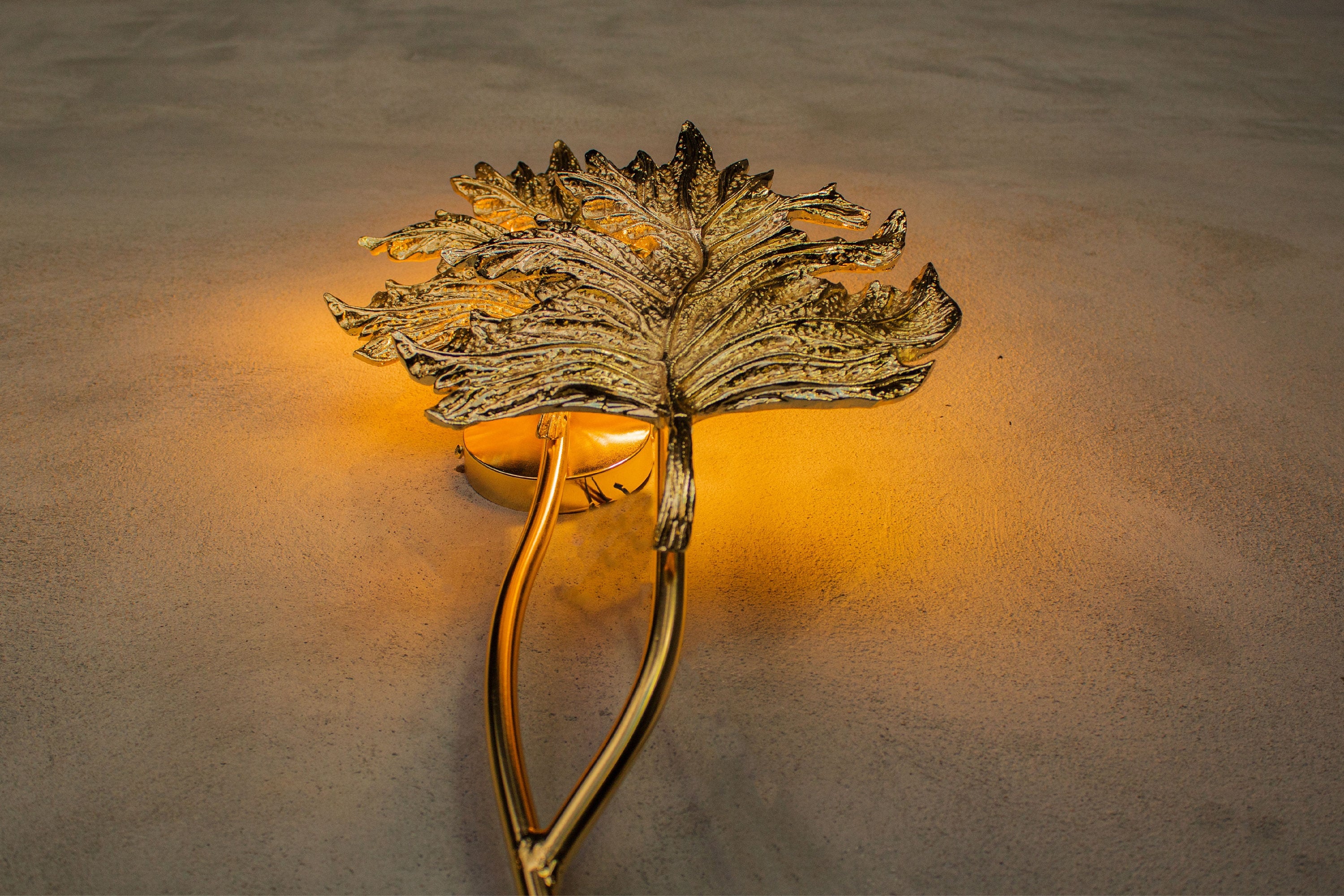 Gence Sycamore Double Leaf Wall Sconce, Natural Shaped Lighting, Handmade Gold Lamp, Home Decor Wall Mounted Lamp, Art Decor Light - Heka Lighting & Trading Limited