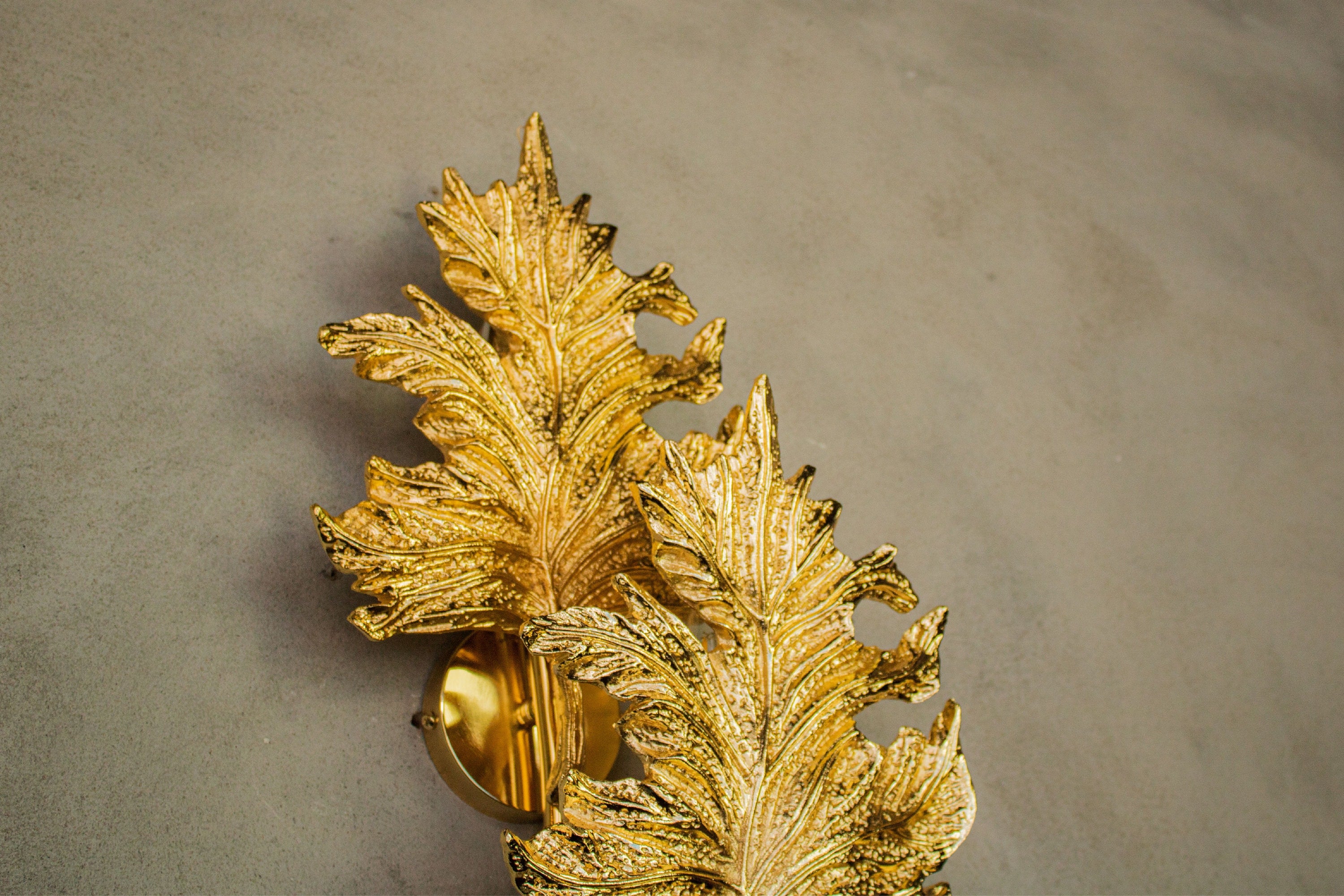 Gence Sycamore Double Leaf Wall Sconce, Natural Shaped Lighting, Handmade Gold Lamp, Home Decor Wall Mounted Lamp, Art Decor Light - Heka Lighting & Trading Limited