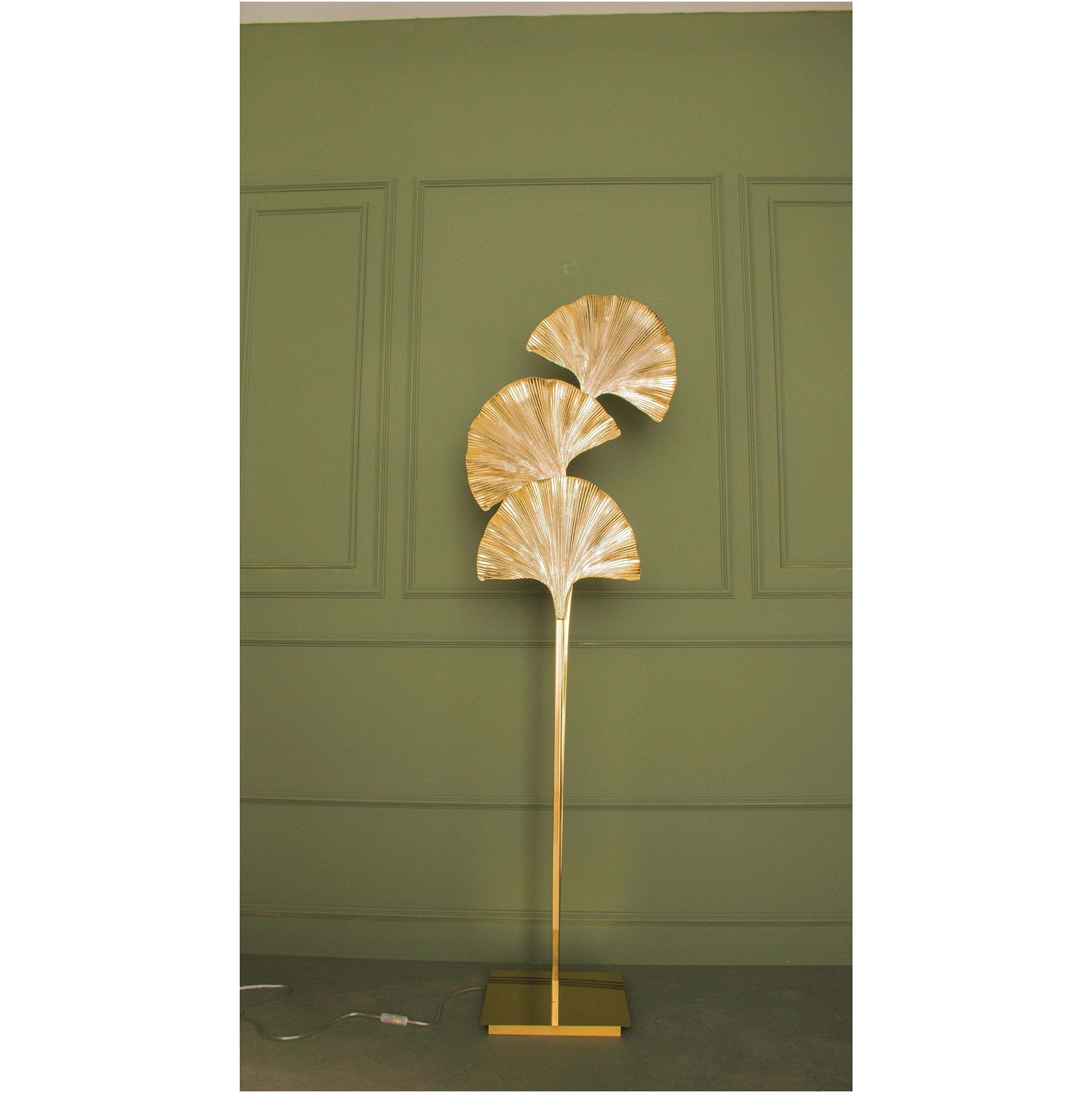 Astara Ginkgo Triple Leaf Floor Lamp, Handmade Art Deco Gold Lamp, Home Decor Art Decor Floor Lighting, Mid Century Floor Light - Heka Lighting & Trading Limited