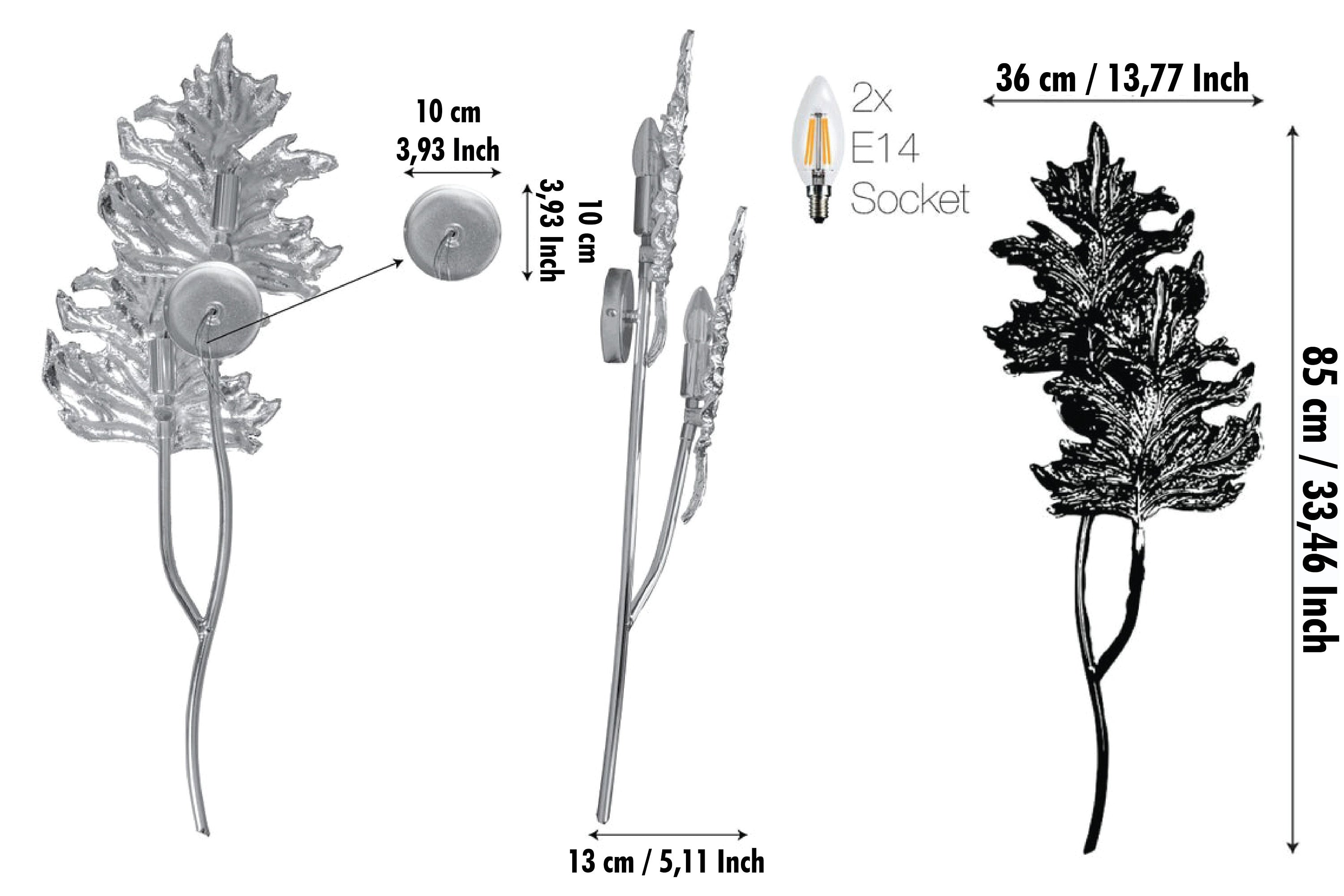Gence Sycamore Double Leaf Wall Sconce, Natural Shaped Lighting, Handmade Gold Lamp, Home Decor Wall Mounted Lamp, Art Decor Light - Heka Lighting & Trading Limited