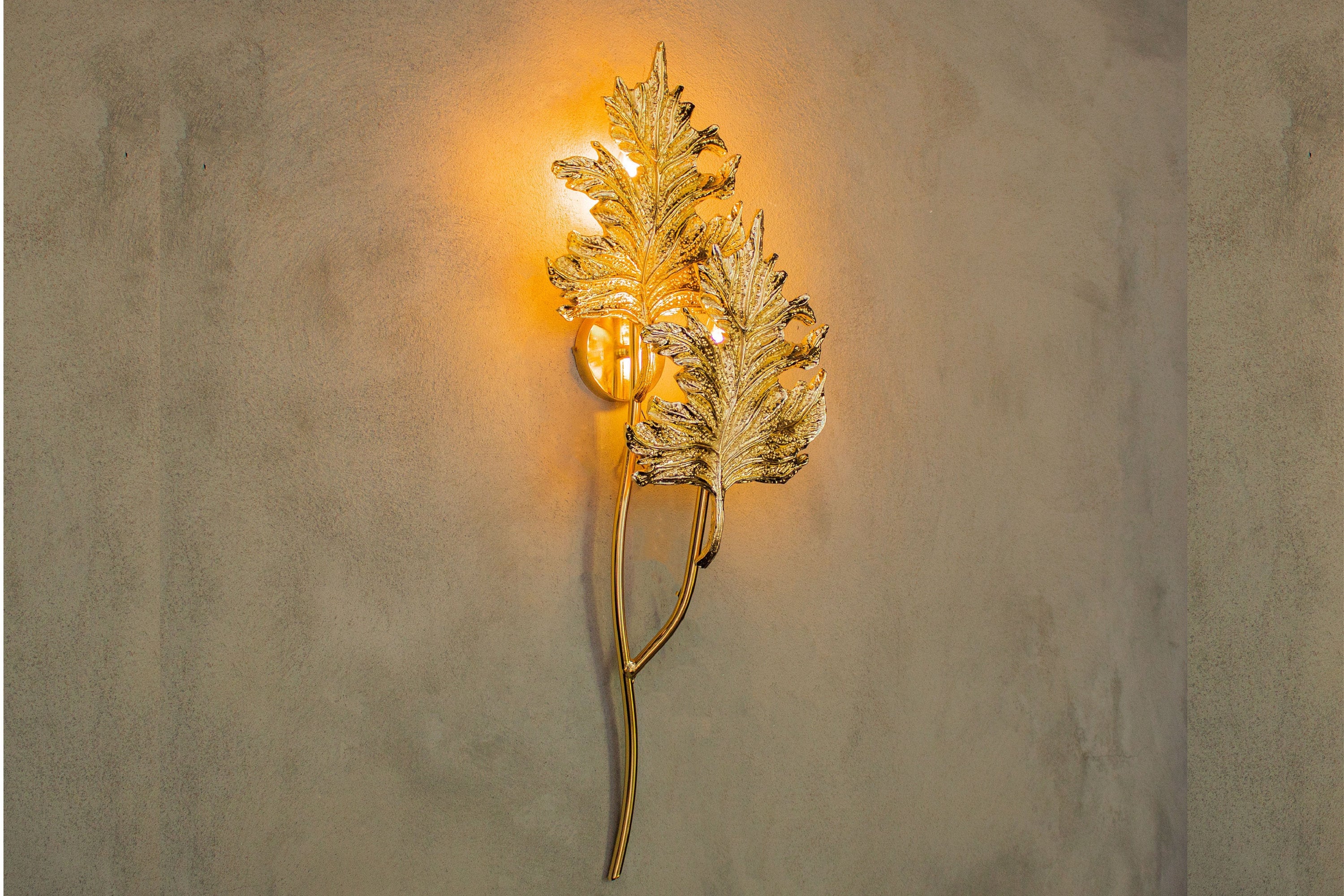 Gence Sycamore Double Leaf Wall Sconce, Natural Shaped Lighting, Handmade Gold Lamp, Home Decor Wall Mounted Lamp, Art Decor Light - Heka Lighting & Trading Limited