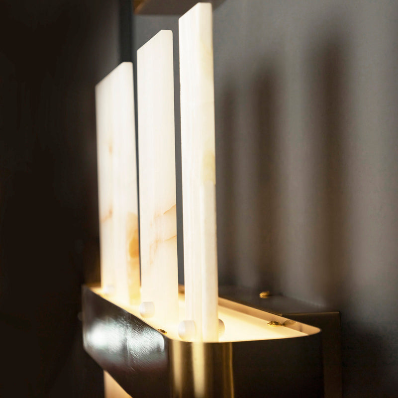 Handmade 3 pcs Marble Vanity Wall Light, Modern Home Decor Marble Wall Lighting, Art Deco Wall Lamp, Brass Sconce MODEL: EKHO