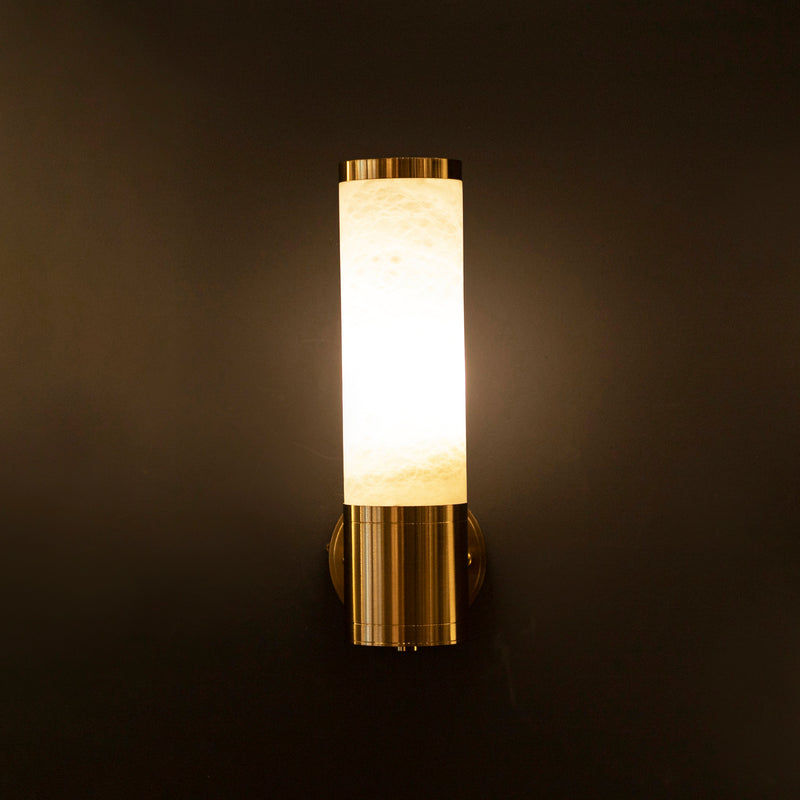 Handmade Single Marble Tube Wall Lamp, Modern Home Decor Bedside Lighting, Brass Light for Bedroom, Housewarming Gift Sconce MODEL: ARKAS