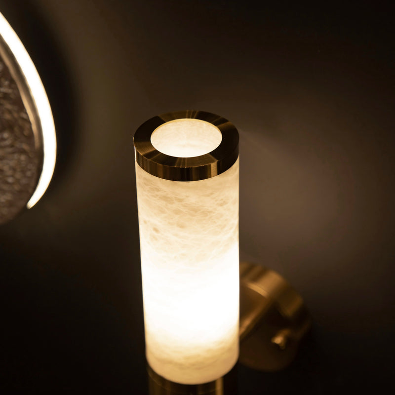 Handmade Single Marble Tube Wall Lamp, Modern Home Decor Bedside Lighting, Brass Light for Bedroom, Housewarming Gift Sconce MODEL: ARKAS