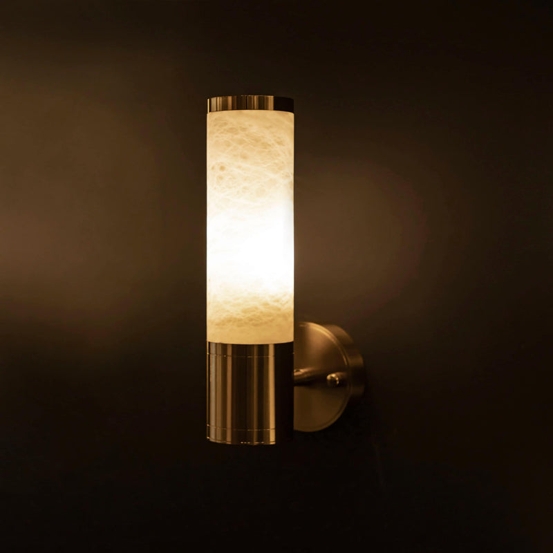 Handmade Single Marble Tube Wall Lamp, Modern Home Decor Bedside Lighting, Brass Light for Bedroom, Housewarming Gift Sconce MODEL: ARKAS
