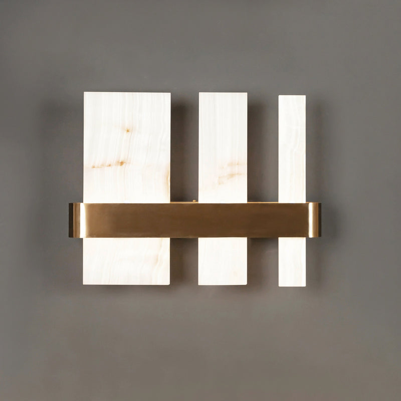 Handmade 3 pcs Marble Vanity Wall Light, Modern Home Decor Marble Wall Lighting, Art Deco Wall Lamp, Brass Sconce MODEL: EKHO