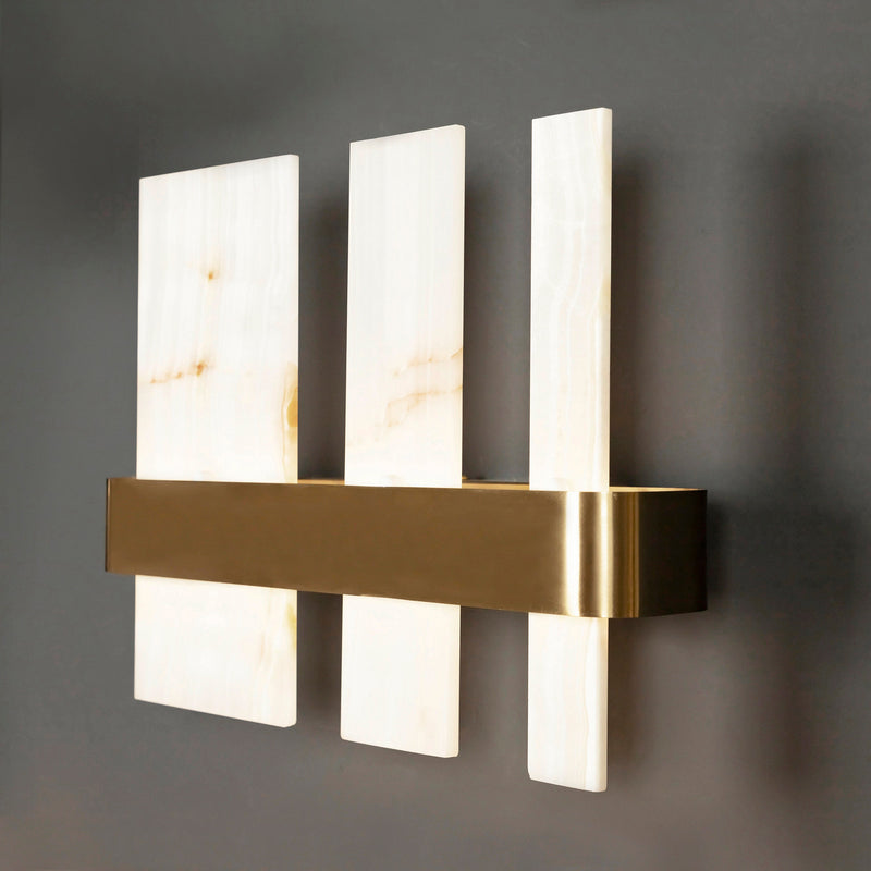 Handmade 3 pcs Marble Vanity Wall Light, Modern Home Decor Marble Wall Lighting, Art Deco Wall Lamp, Brass Sconce MODEL: EKHO