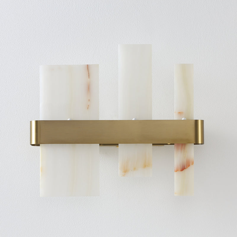 Handmade 3 pcs Marble Vanity Wall Light, Modern Home Decor Marble Wall Lighting, Art Deco Wall Lamp, Brass Sconce MODEL: EKHO