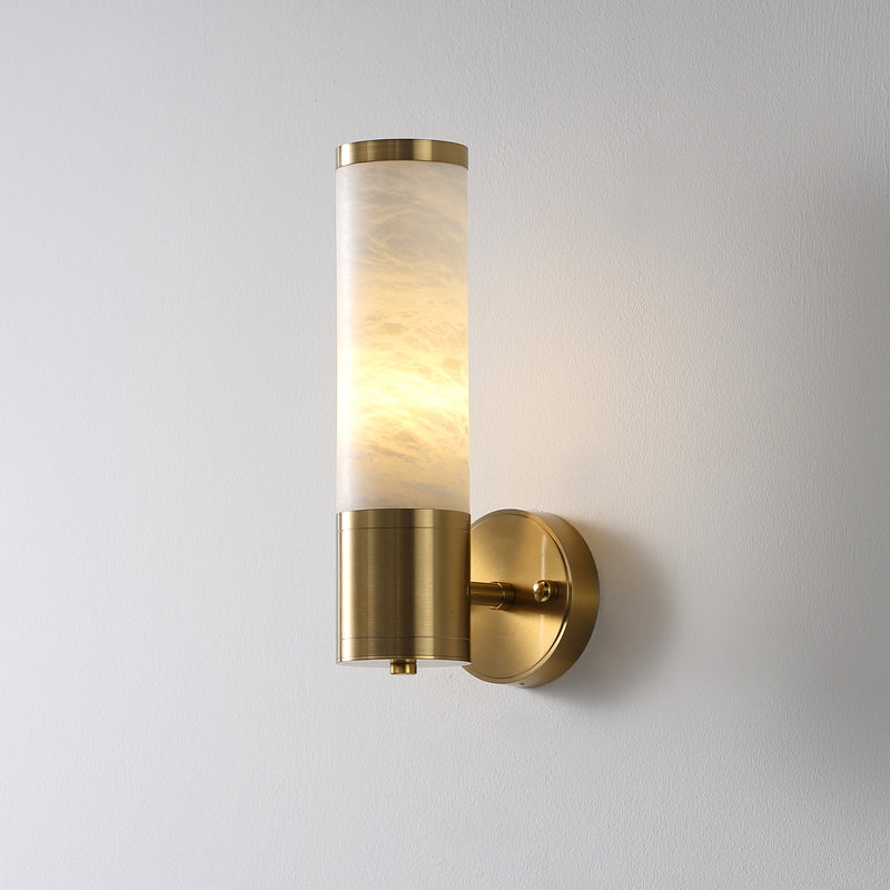 Handmade Single Marble Tube Wall Lamp, Modern Home Decor Bedside Lighting, Brass Light for Bedroom, Housewarming Gift Sconce MODEL: ARKAS