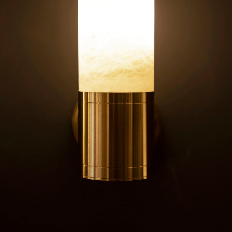 Handmade Single Marble Tube Wall Lamp, Modern Home Decor Bedside Lighting, Brass Light for Bedroom, Housewarming Gift Sconce MODEL: ARKAS