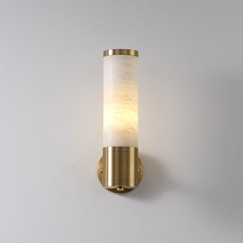 Handmade Single Marble Tube Wall Lamp, Modern Home Decor Bedside Lighting, Brass Light for Bedroom, Housewarming Gift Sconce MODEL: ARKAS