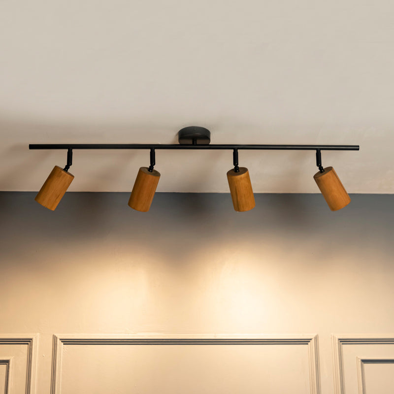 Modern Minimalist Brushed Brass with Antique Oak Wall Ceiling Lamp, Wood Spotlight, Home Decor Lighting, Art Deco Tube Sconce MODEL: NIAGARA