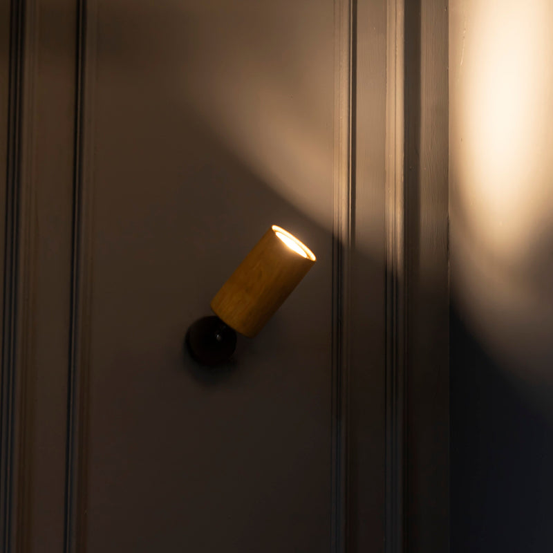 Modern Minimalist Brushed Brass with Antique Oak Wall Ceiling Lamp, Wood Spotlight, Home Decor Lighting, Art Deco Tube Sconce MODEL: NIAGARA
