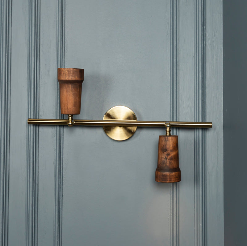 Modern Minimalist Brushed Brass Wenge Wall or Ceiling Lamp, Home Decor Wood Lighting, Art Deco Tube Sconce, Reading Light MODEL: VICTORIA
