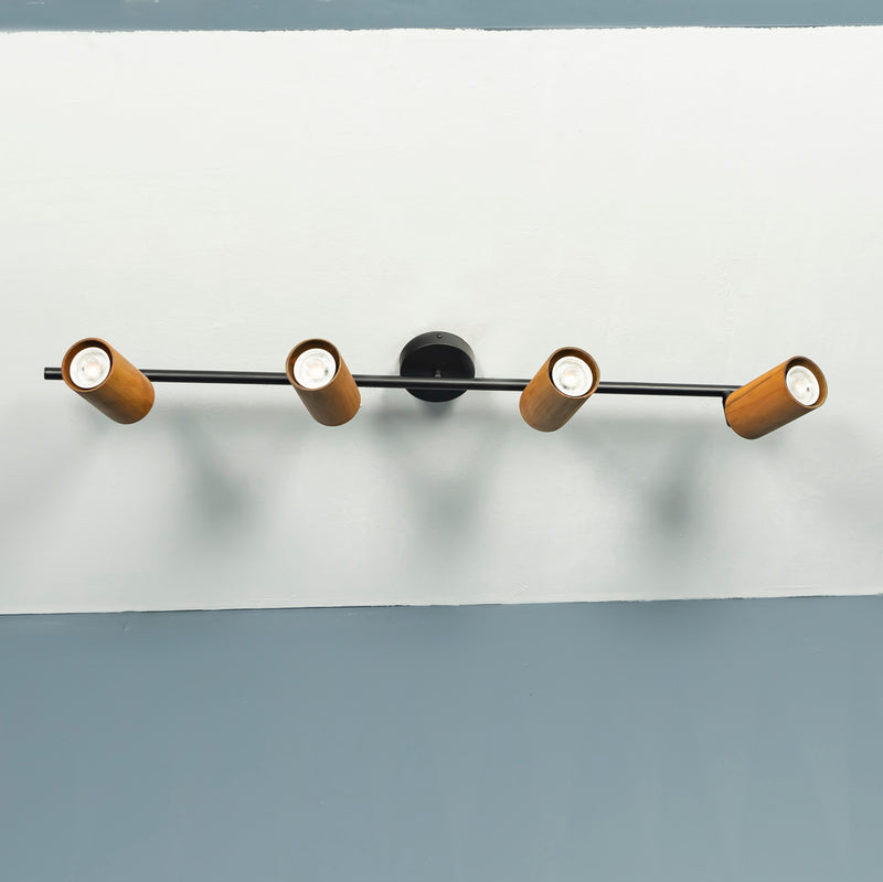 Modern Minimalist Brushed Brass with Antique Oak Wall Ceiling Lamp, Wood Spotlight, Home Decor Lighting, Art Deco Tube Sconce MODEL: NIAGARA