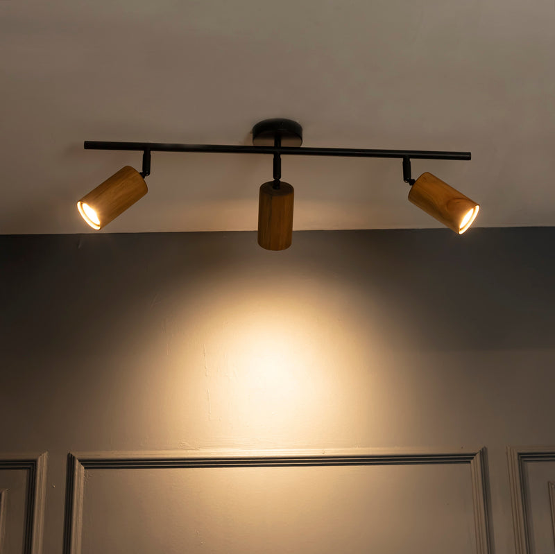 Modern Minimalist Brushed Brass with Antique Oak Wall Ceiling Lamp, Wood Spotlight, Home Decor Lighting, Art Deco Tube Sconce MODEL: NIAGARA
