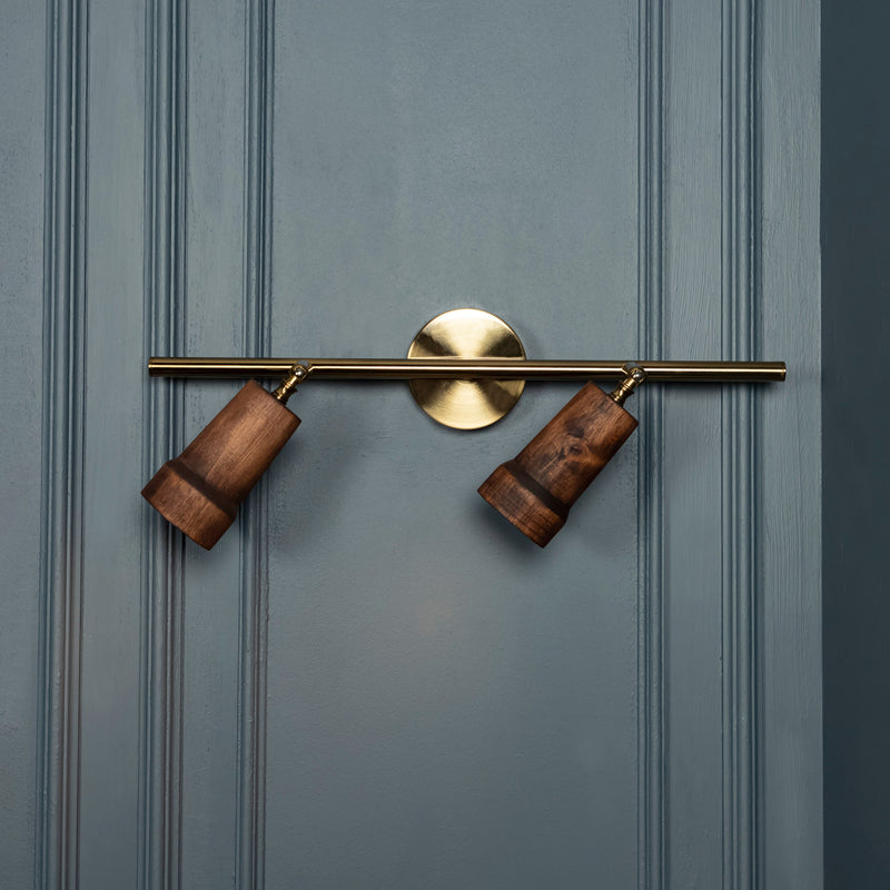 Modern Minimalist Brushed Brass Wenge Wall or Ceiling Lamp, Home Decor Wood Lighting, Art Deco Tube Sconce, Reading Light MODEL: VICTORIA