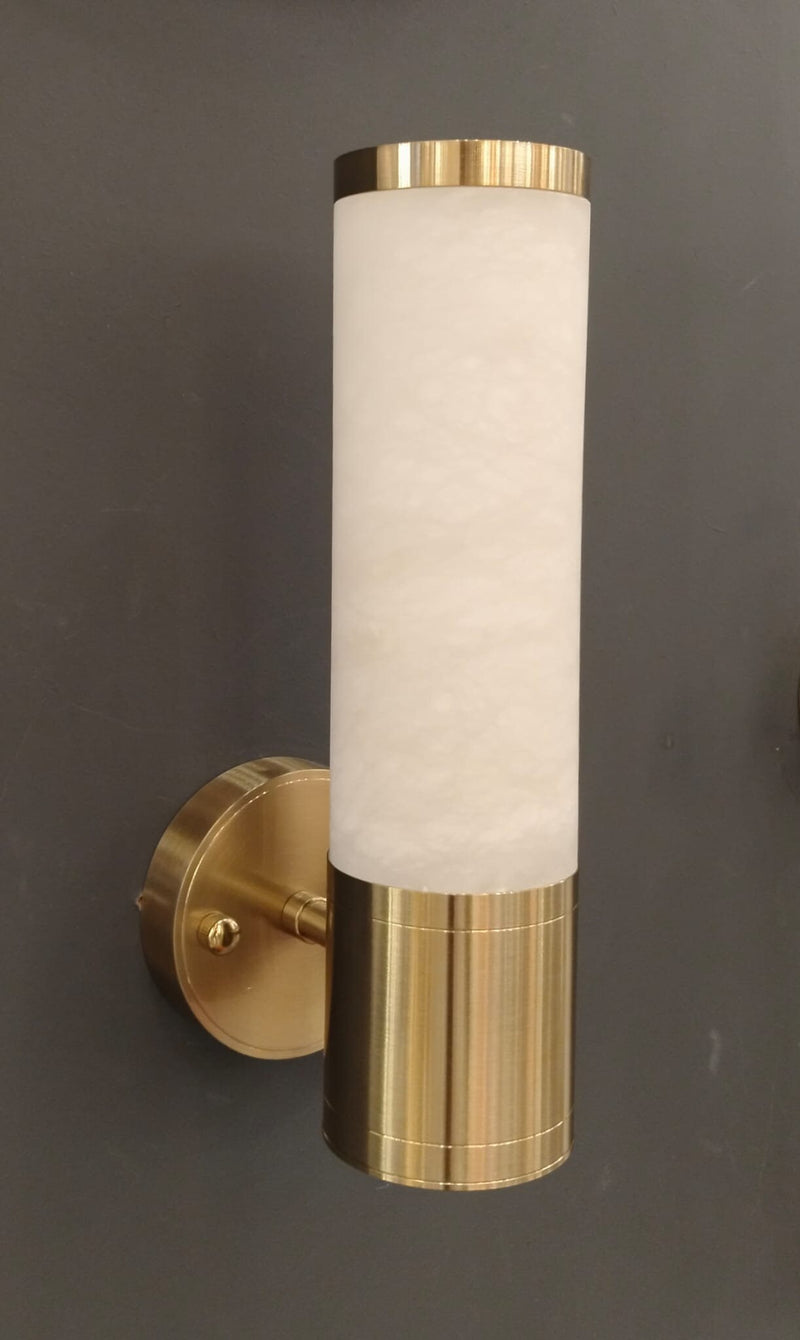 Handmade Single Marble Tube Wall Lamp, Modern Home Decor Bedside Lighting, Brass Light for Bedroom, Housewarming Gift Sconce MODEL: ARKAS