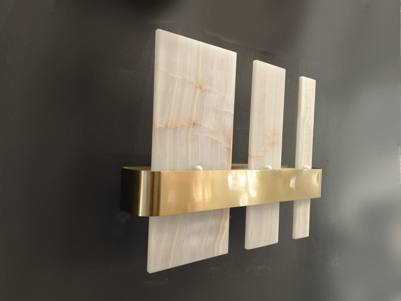 Handmade 3 pcs Marble Vanity Wall Light, Modern Home Decor Marble Wall Lighting, Art Deco Wall Lamp, Brass Sconce MODEL: EKHO
