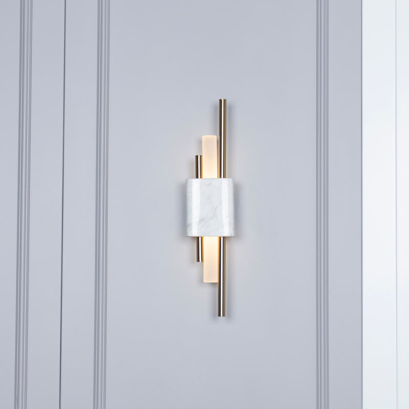Handmade Marble Tube Wall Lamp, Modern Home Decor Bedside Lighting, Brass Light for Bedroom, Housewarming Gift Sconce MODEL: TEKFUR