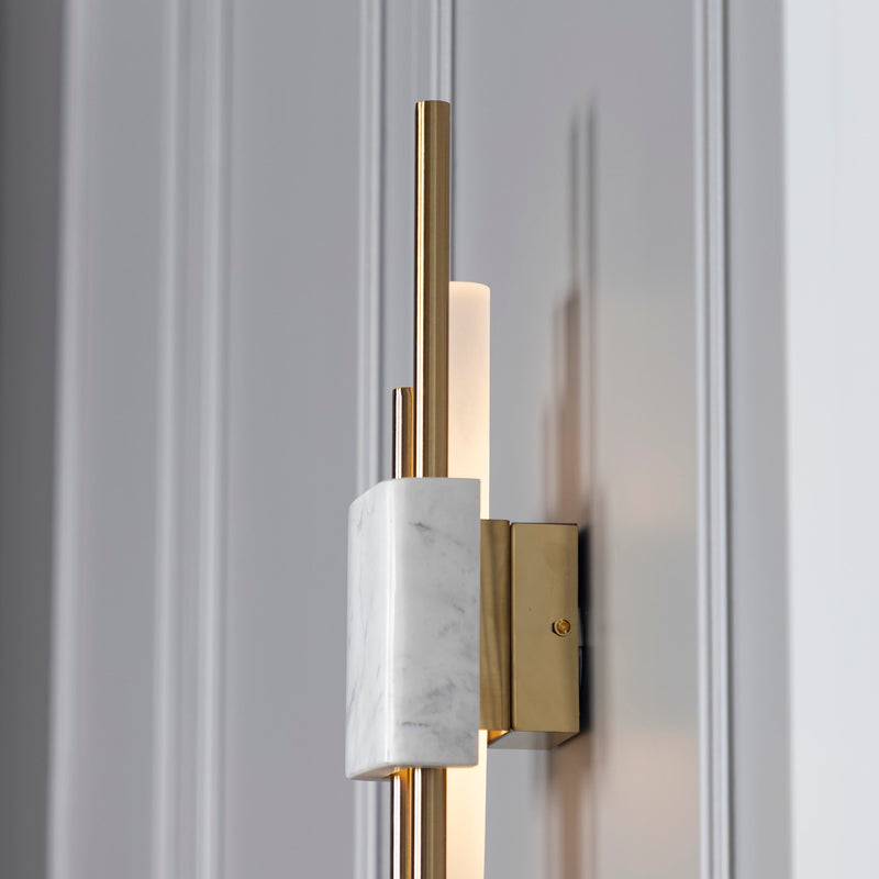 Handmade Marble Tube Wall Lamp, Modern Home Decor Bedside Lighting, Brass Light for Bedroom, Housewarming Gift Sconce MODEL: TEKFUR
