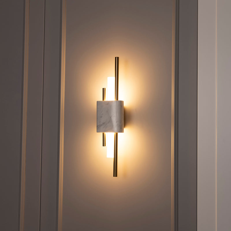 Handmade Marble Tube Wall Lamp, Modern Home Decor Bedside Lighting, Brass Light for Bedroom, Housewarming Gift Sconce MODEL: TEKFUR