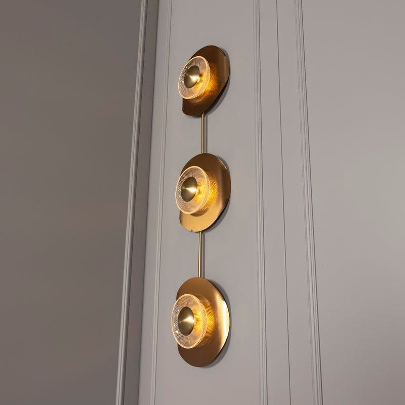 Handmade Wall Lamp, Modern Home Decor Bedside Lighting, Brass Light for Bedroom, Housewarming Gift Sconce MODEL: TRIPLE PEDESA