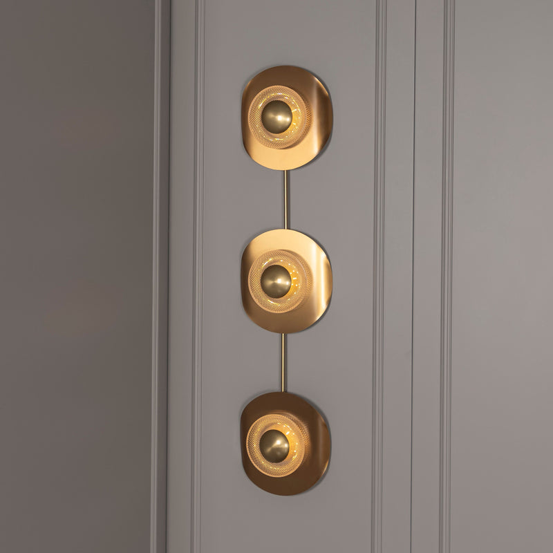 Handmade Wall Lamp, Modern Home Decor Bedside Lighting, Brass Light for Bedroom, Housewarming Gift Sconce MODEL: TRIPLE PEDESA