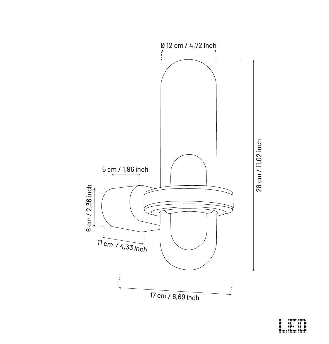 Kabil Single Smoked Glass Gray Wall Sconce 28 Cm - Heka Lighting & Trading Limited