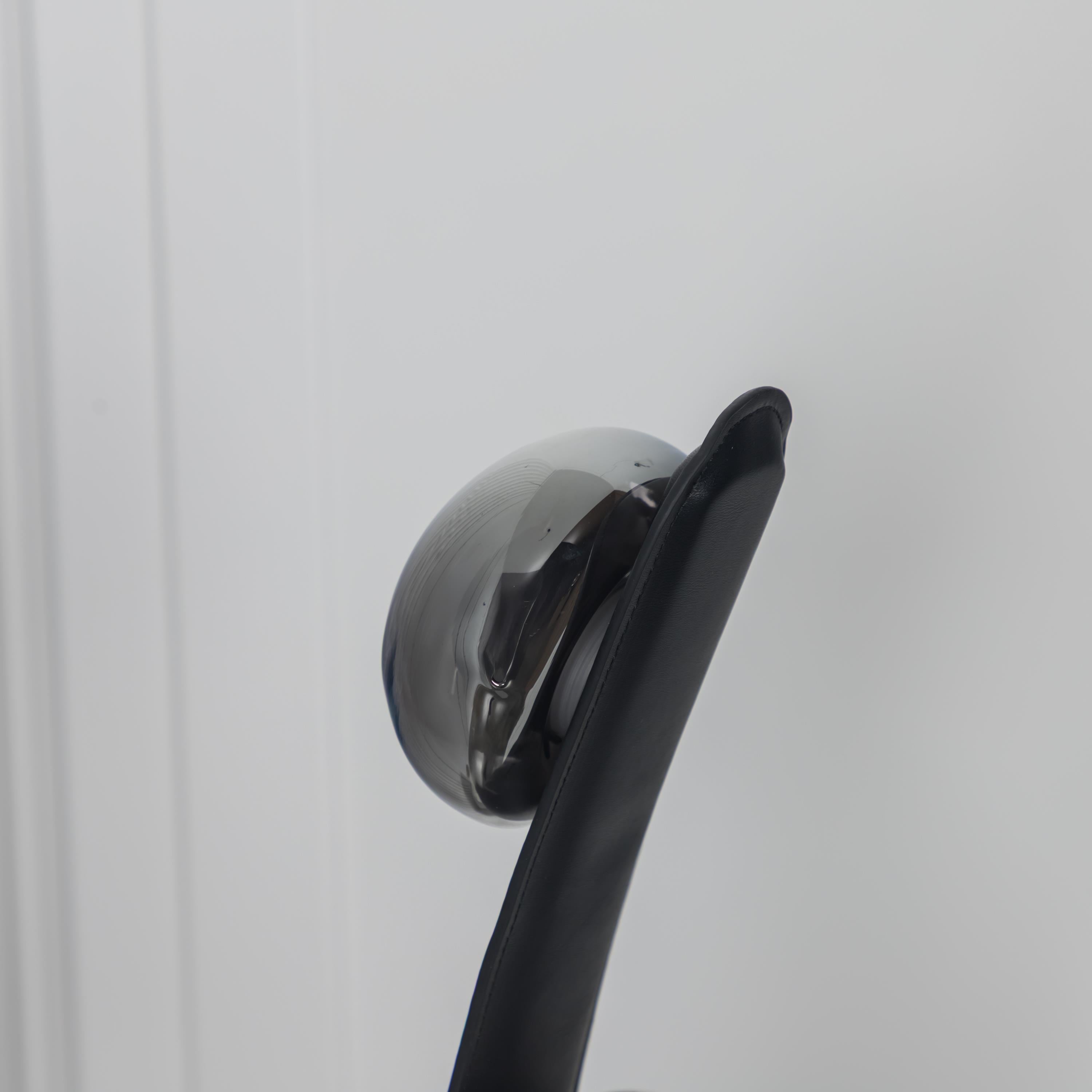 Kinşasa Black Leather Three Smoked Glass Table Lamp - Heka Lighting & Trading Limited