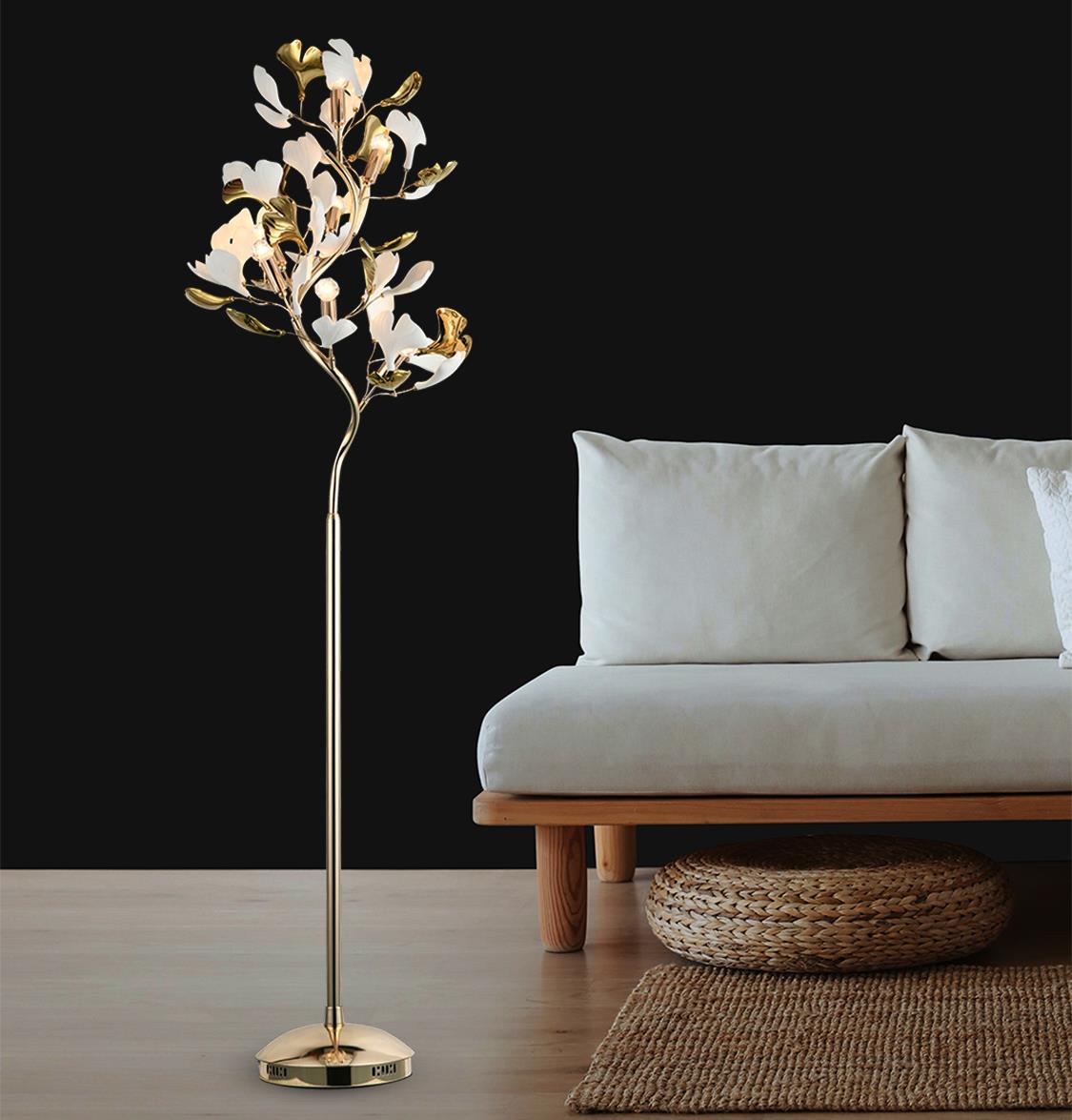 Komor Leaf Gold Modern Floor Lamp 165 Cm - Heka Lighting & Trading Limited