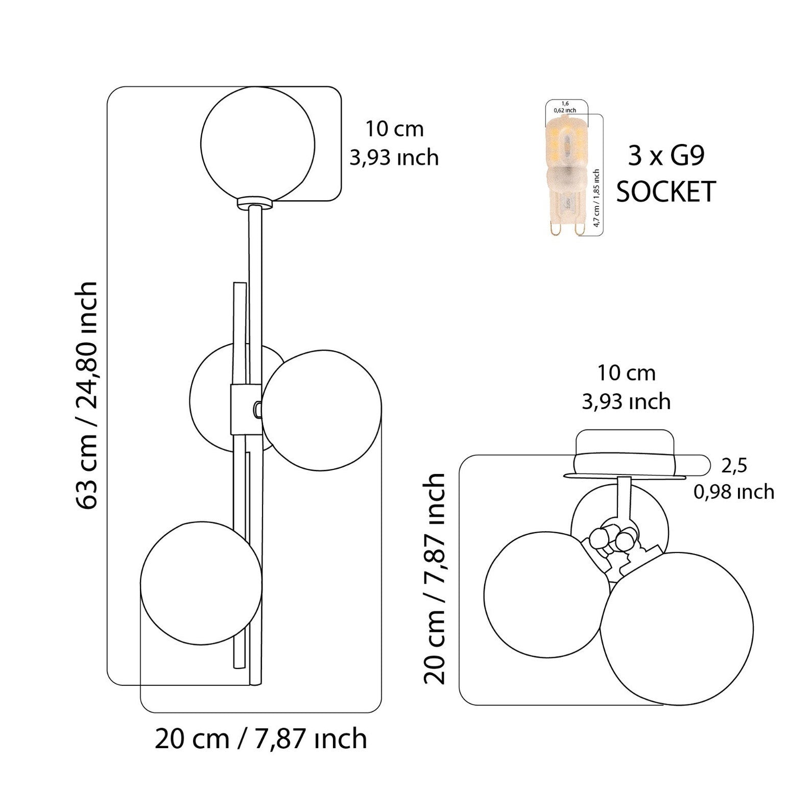 Likya Soft Three Glass Wall Sconce - Heka Lighting & Trading Limited