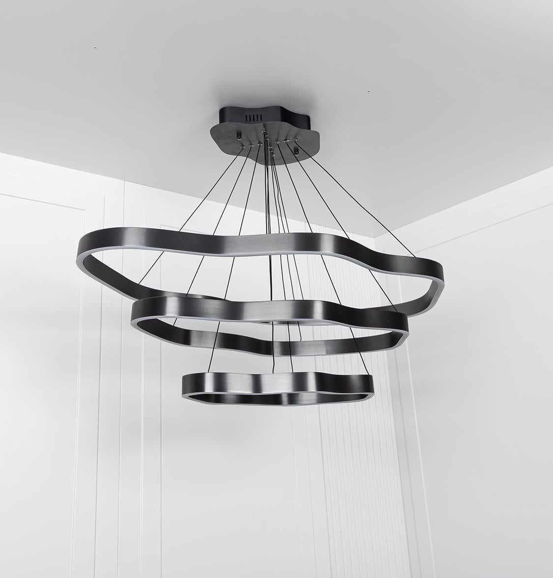 Marsis 3-Row Stainless Platinum Living Room Led Chandelier - Heka Lighting & Trading Limited