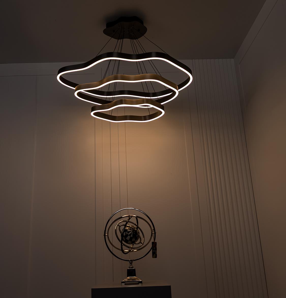 Marsis 3-Row Stainless Platinum Living Room Led Chandelier - Heka Lighting & Trading Limited