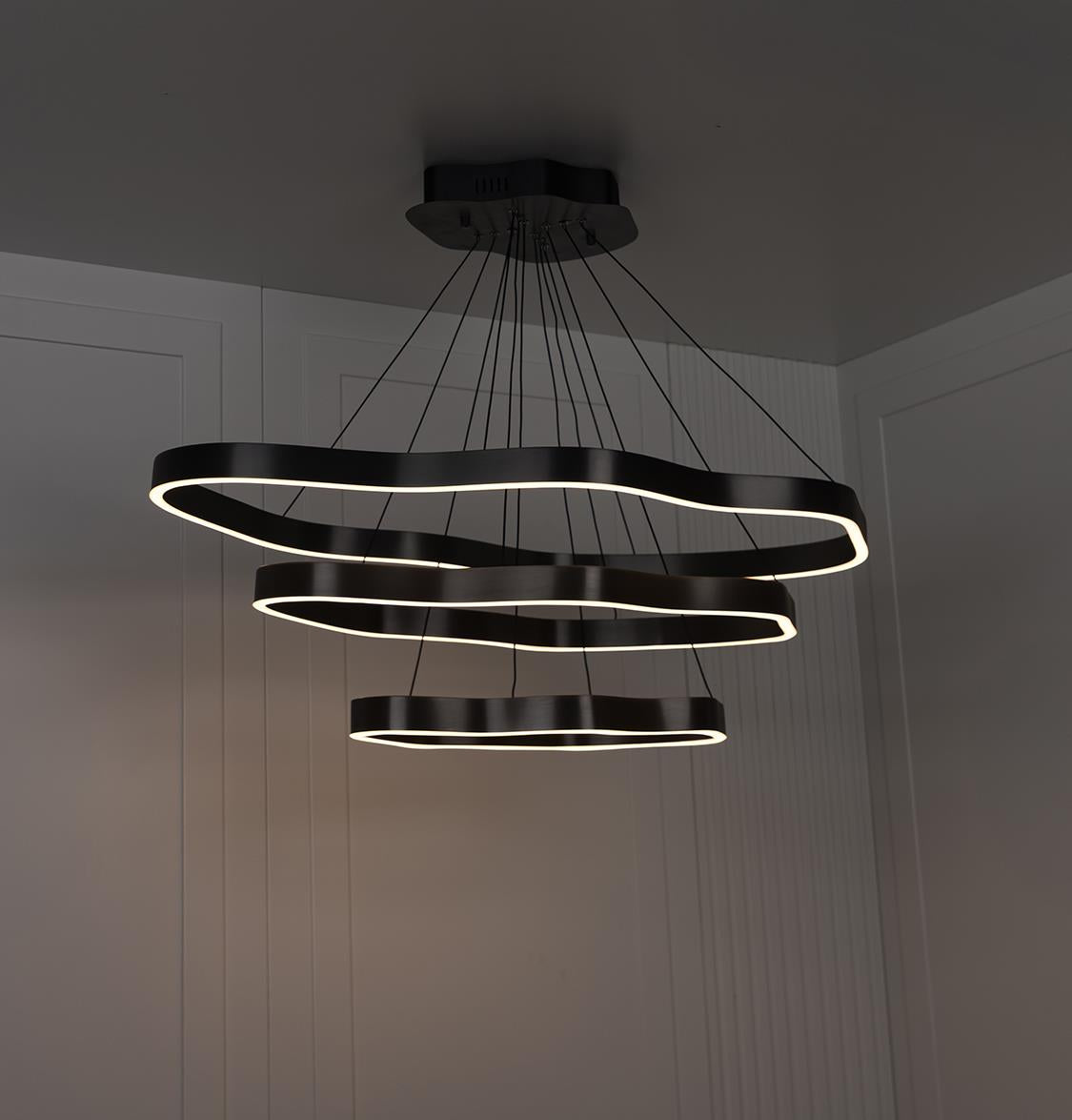 Marsis 3-Row Stainless Platinum Living Room Led Chandelier - Heka Lighting & Trading Limited