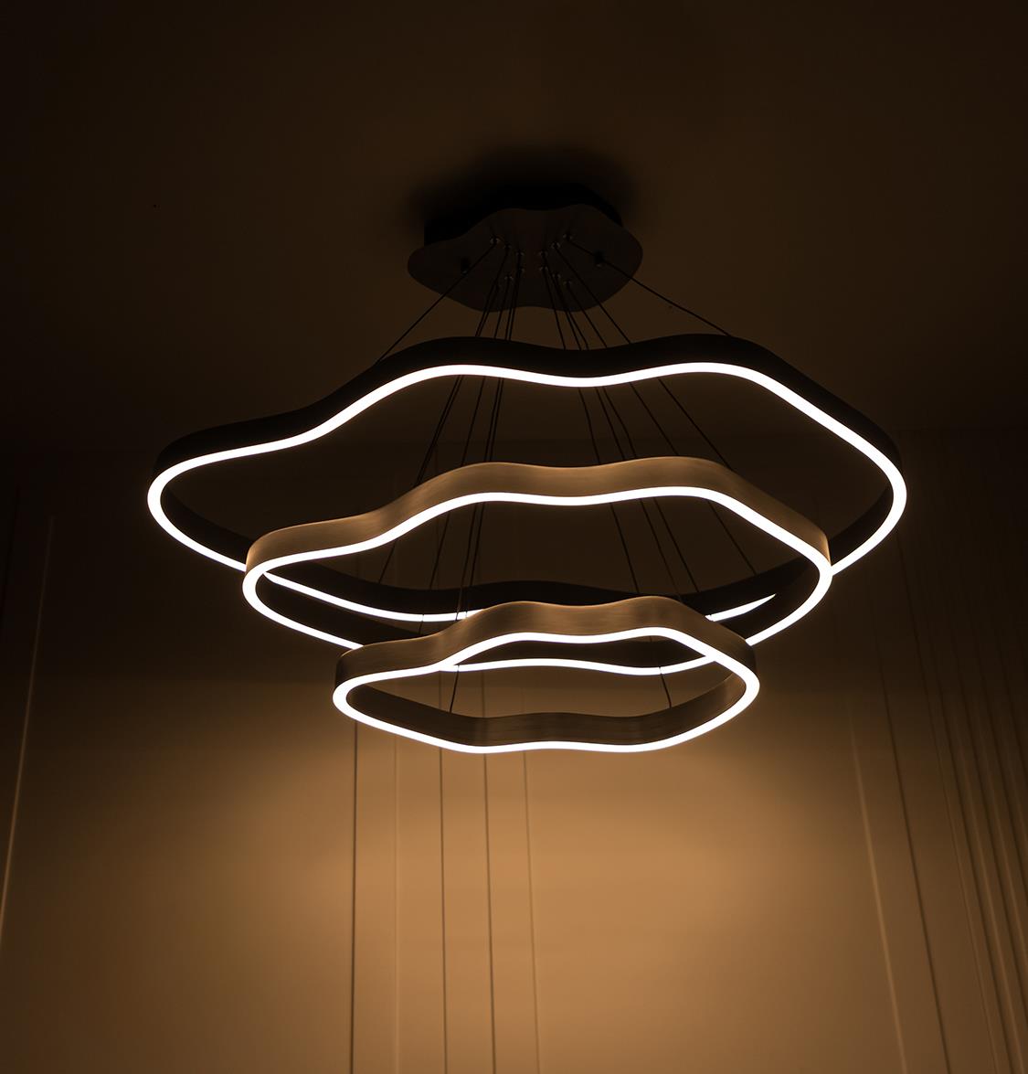 Marsis 3-Row Stainless Platinum Living Room Led Chandelier - Heka Lighting & Trading Limited