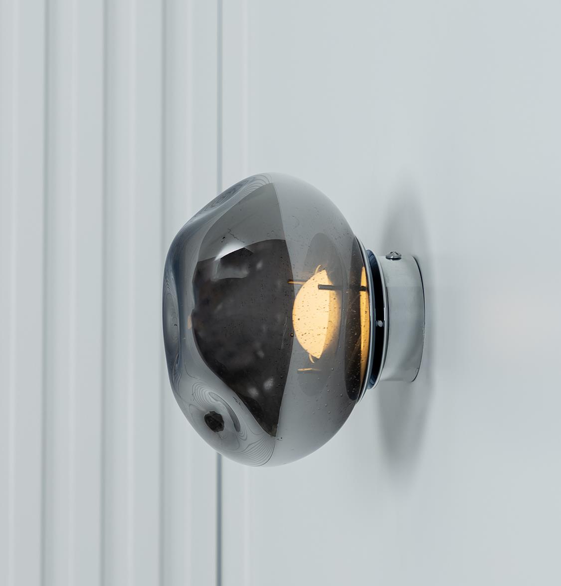 Odense Bubbly Flat Smoked Glass Chrome Led Wall Sconce - Heka Lighting & Trading Limited