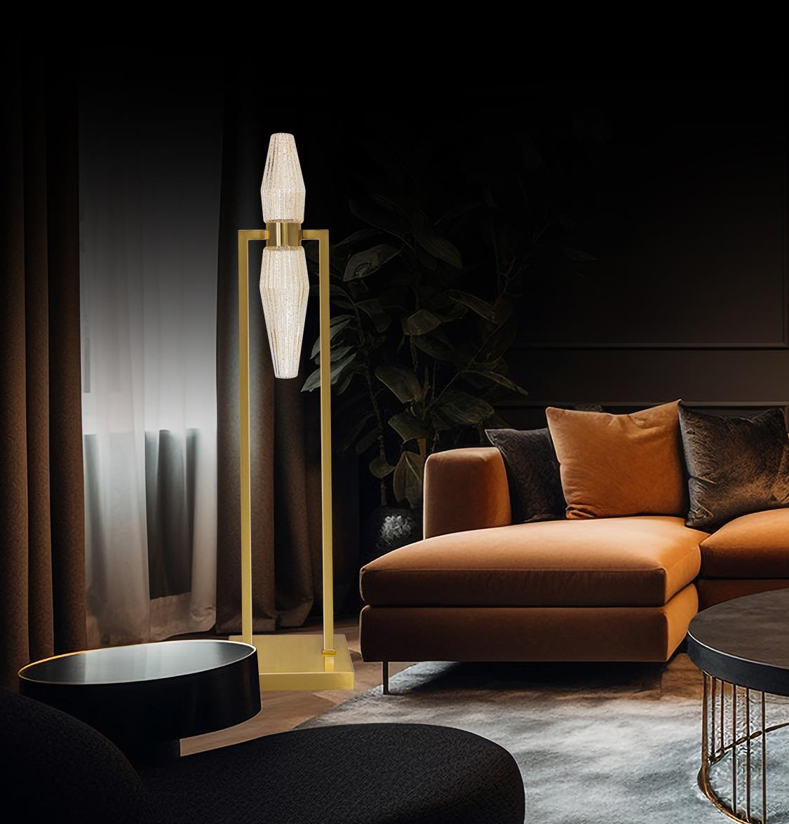 Omega 2's Transparent Glass Antique Floor Lamp - Heka Lighting & Trading Limited