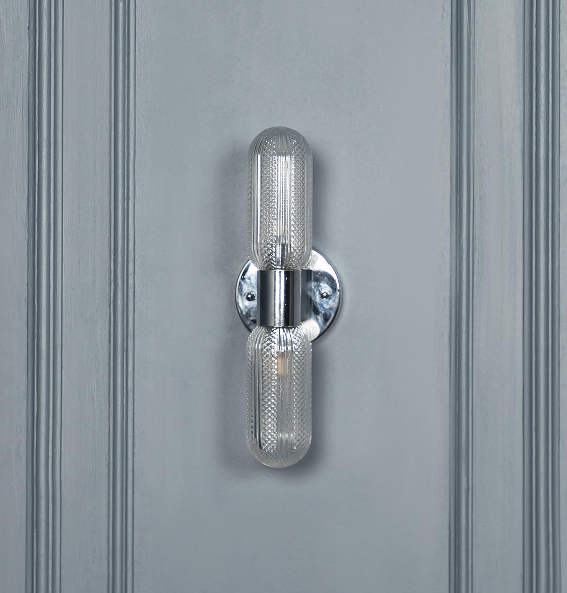 Ottava 2-Piece Transparent Chrome Wall Sconce - Heka Lighting & Trading Limited