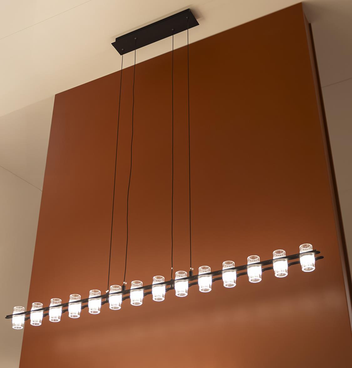 Panama 14-Piece Transparent Acrylic Black Dining Table Top Chandelier - Heka Lighting & Trading Limited