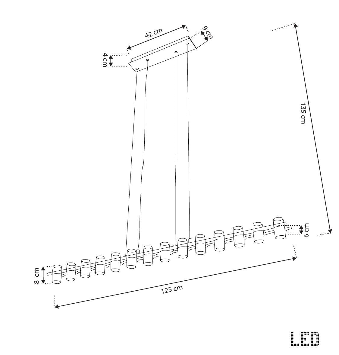 Panama 14-Piece Transparent Acrylic Black Dining Table Top Chandelier - Heka Lighting & Trading Limited