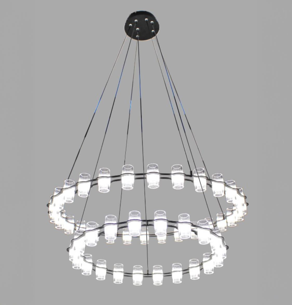 Panama 16+28 Transparent Acrylic Black Chandelier - Heka Lighting & Trading Limited