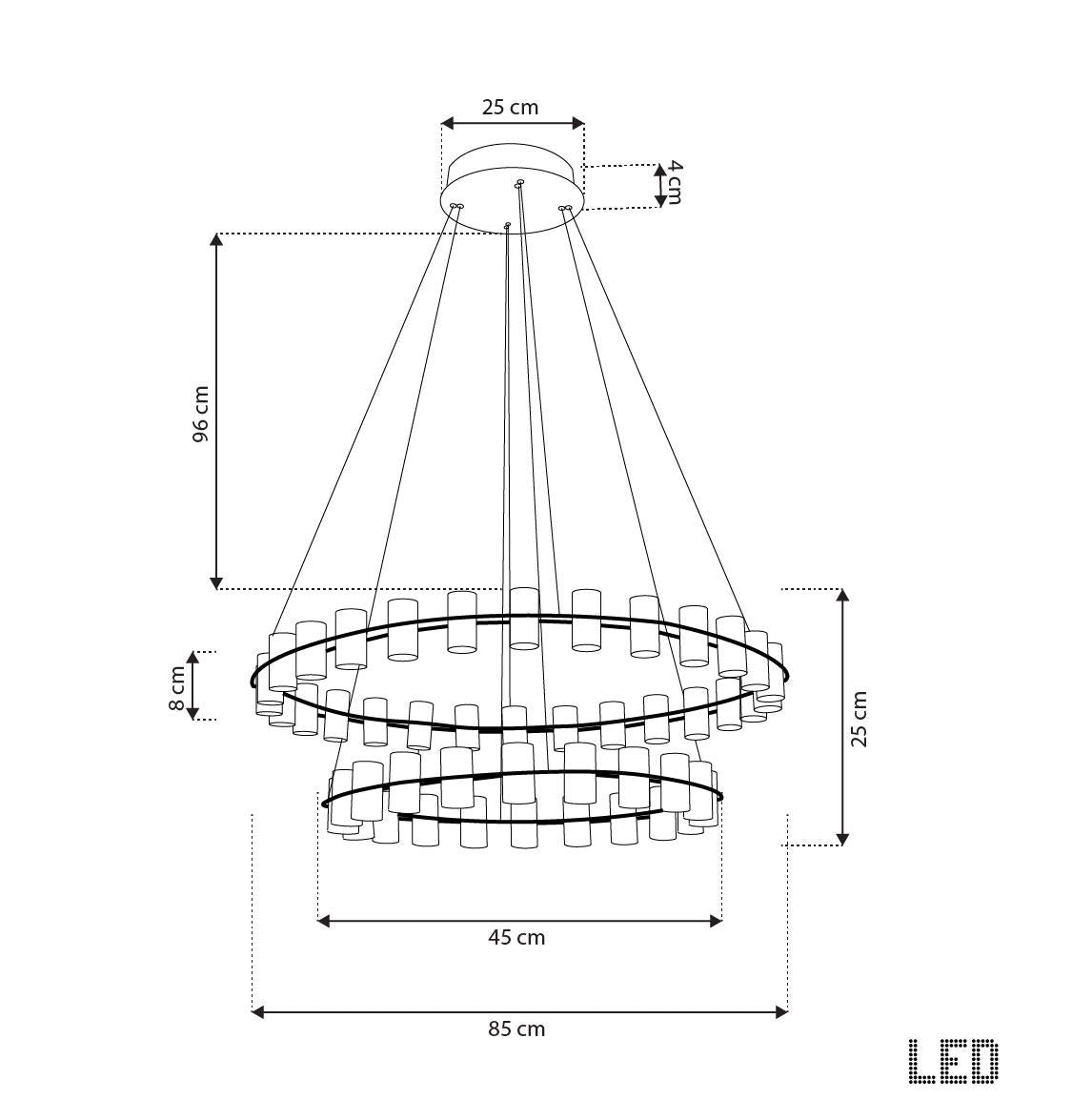 Panama 16+28 Transparent Acrylic Black Chandelier - Heka Lighting & Trading Limited