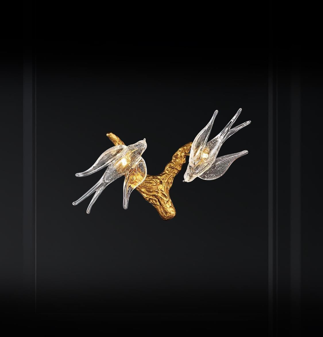 Peru Brass Transparent Swallow Glass Led Wall Sconce 25 Cm - Heka Lighting & Trading Limited