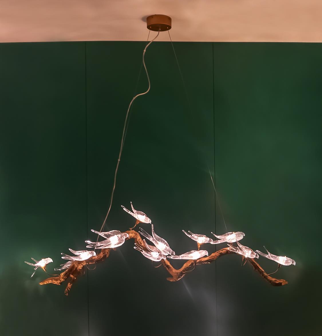 Peru Brass Transparent Swallow Glass Chandelier 150 Cm - Heka Lighting & Trading Limited