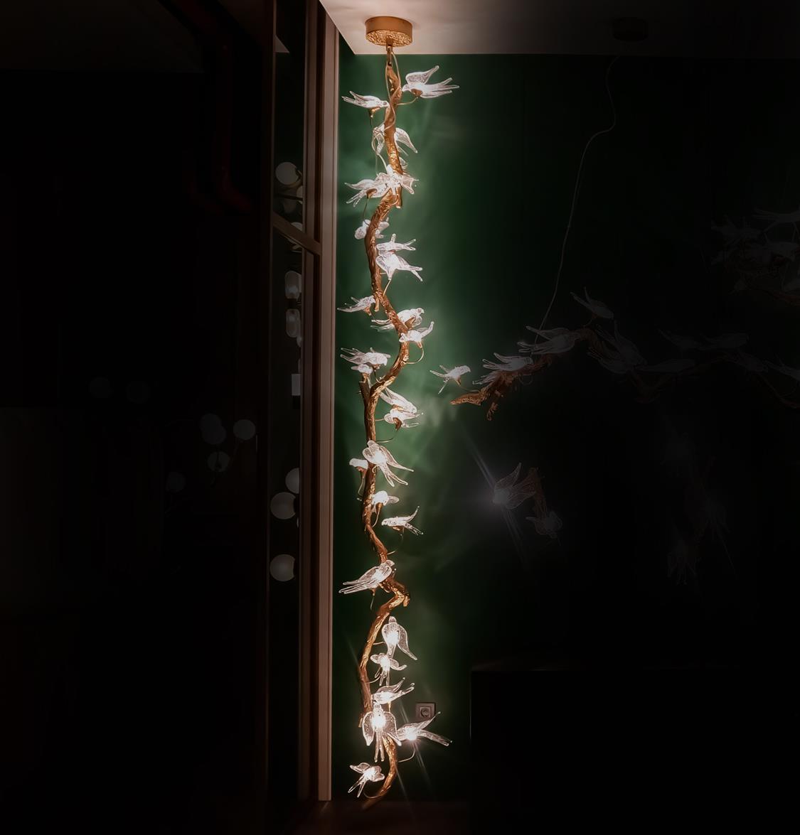 Peru Brass Transparent Swallow Glass Chandelier 300Cm - Heka Lighting & Trading Limited