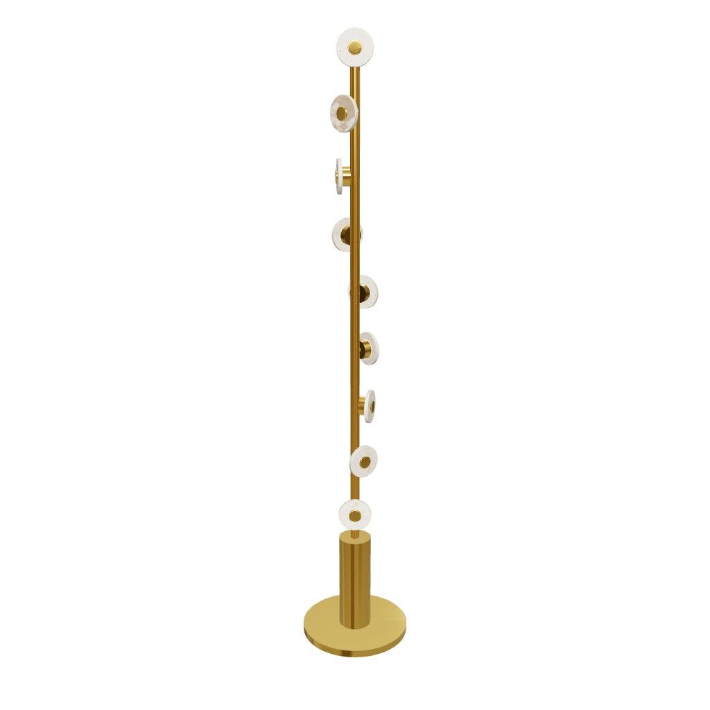 Efes Helezon Marble Brushed Brass Floor Lamp